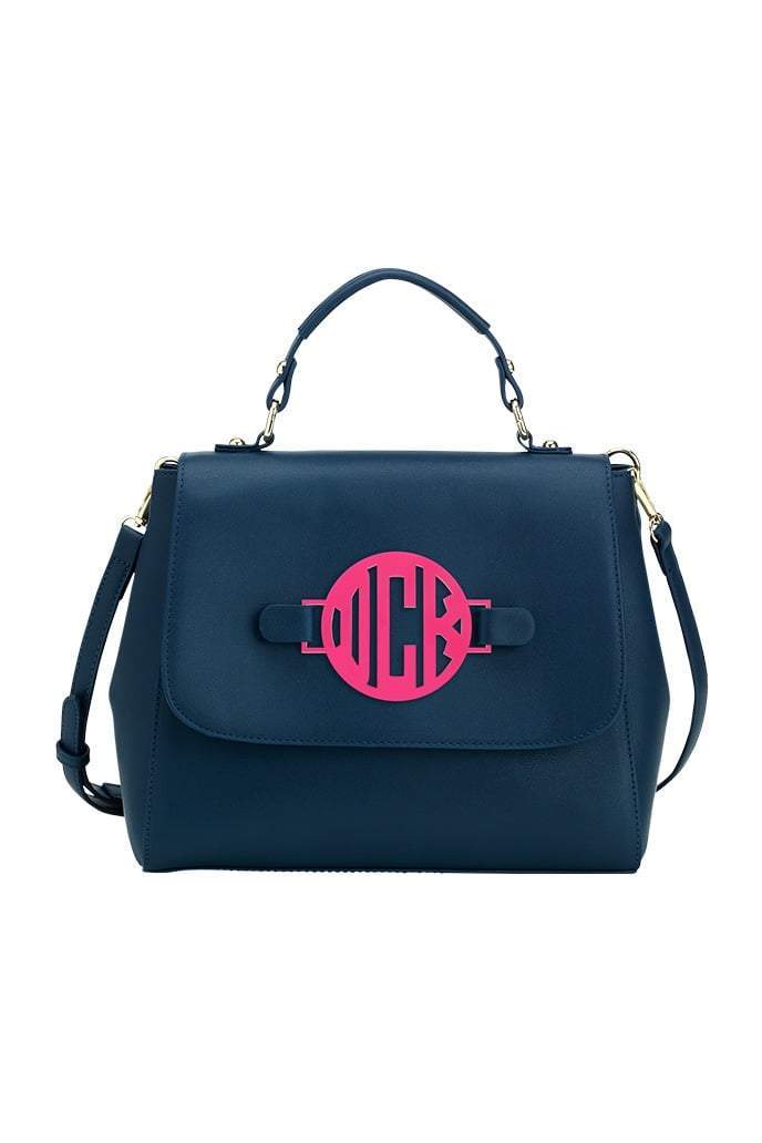 Navy Reese Monogram Satchel-Bridal Collection-Get Me Bedazzled