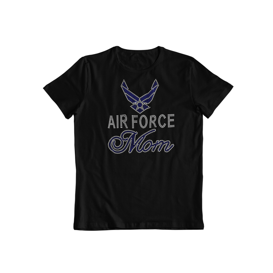 Air Force Mom Rhinestone T-Shirt-Get Me Bedazzled
