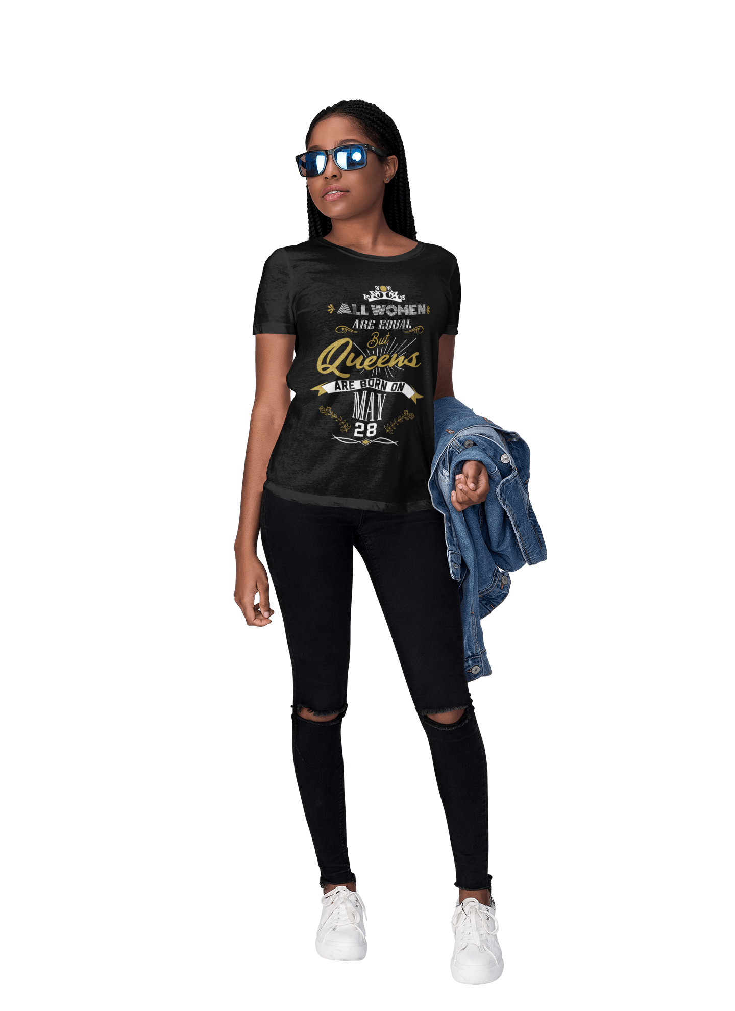 Queens are Born in May Personalized Date T-Shirt-T-Shirt-Get Me Bedazzled
