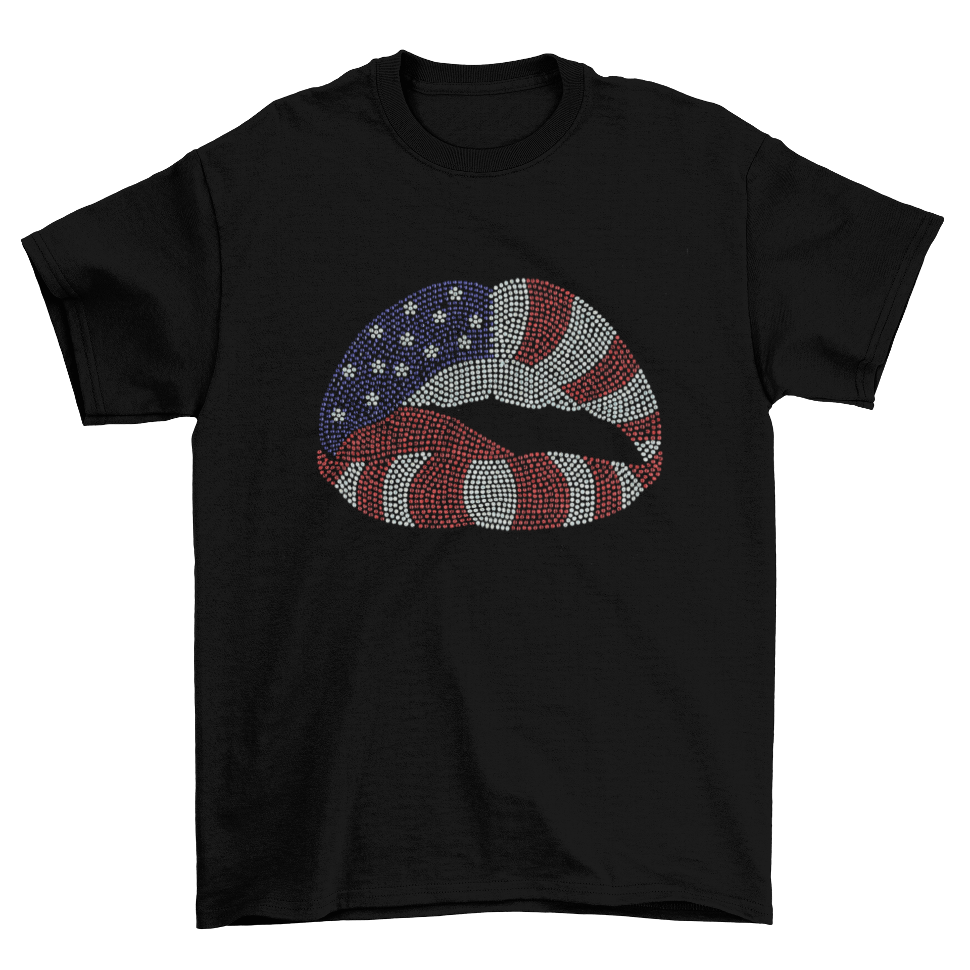 Rhinestone 4th of July Lips T-Shirt-T-Shirt-Get Me Bedazzled