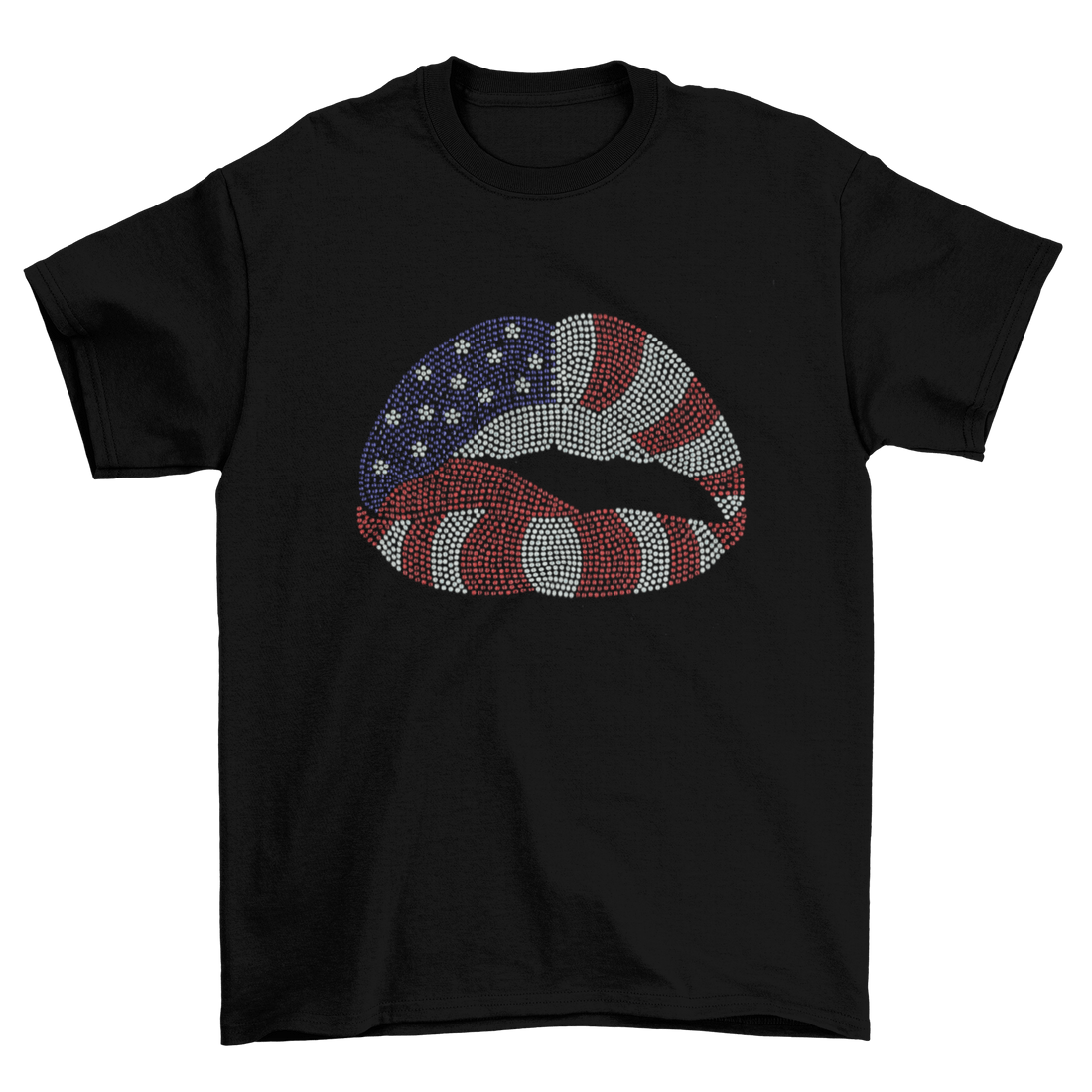 Rhinestone 4th of July Lips T-Shirt-T-Shirt-Get Me Bedazzled