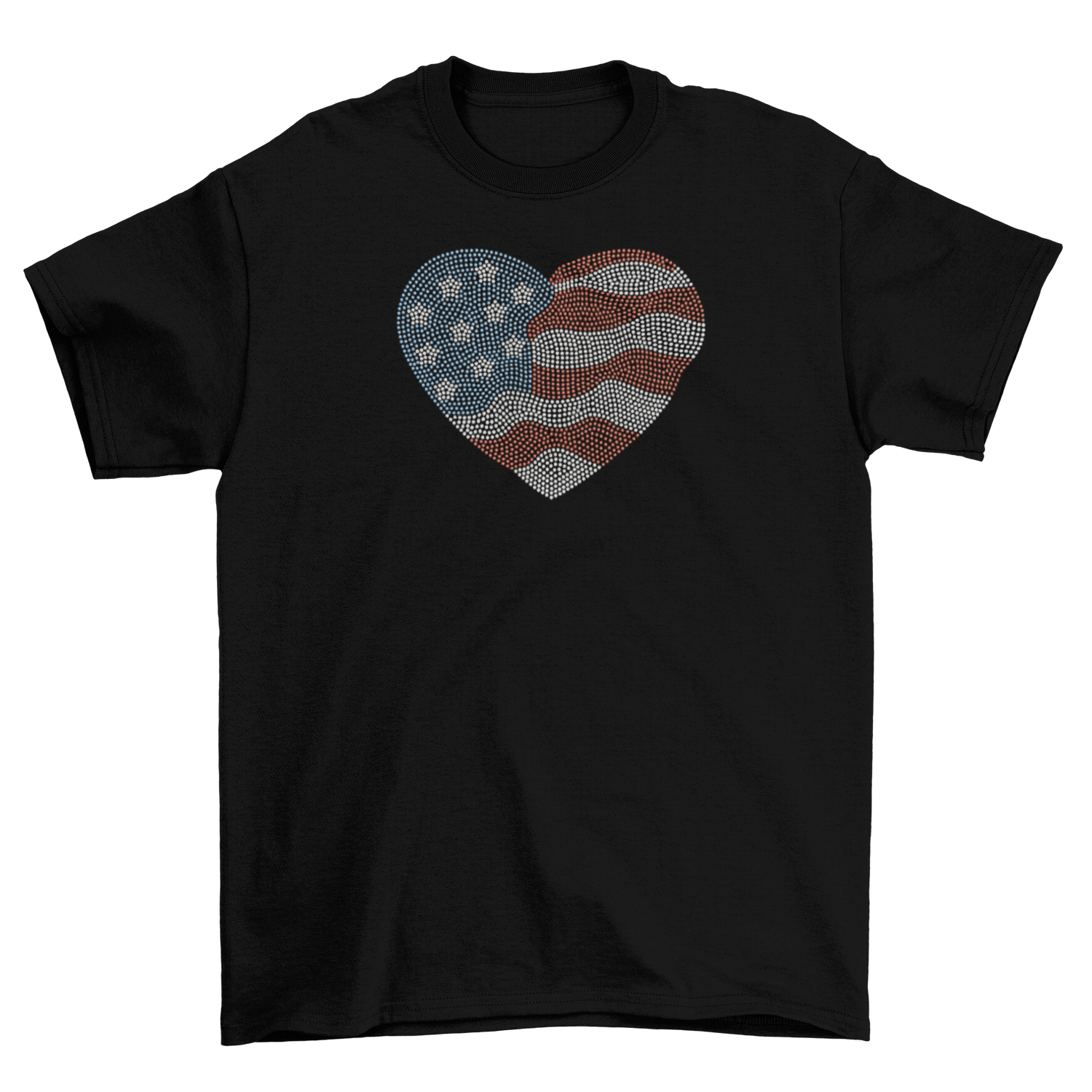 July 4th Heart Rhinestone T-Shirt-T-Shirt-Get Me Bedazzled