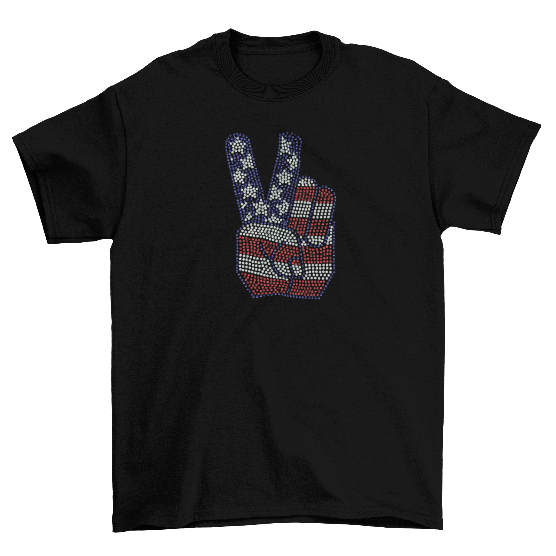 July 4th Peace Sign Rhinestone T-Shirt-T-Shirt-Get Me Bedazzled