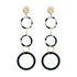 Black and Gold Round Link Drop Earrings