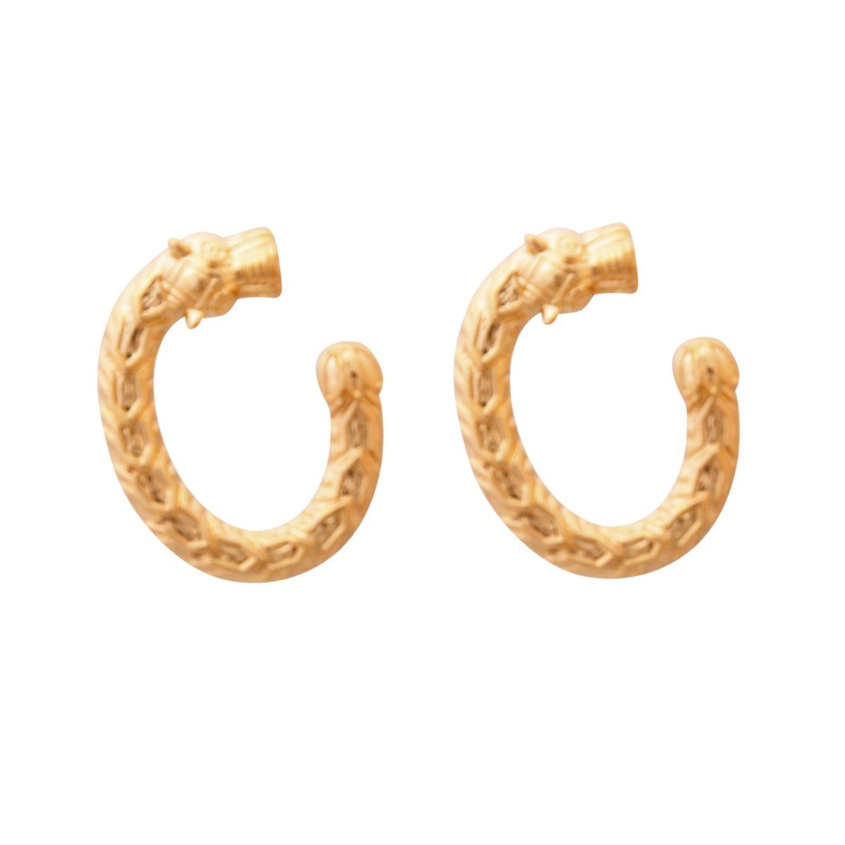 Gold Dragon Horseshoe Earrings