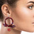 Burgundy Wrapped Ring Earrings Featuring Red Glitter Drop Ball