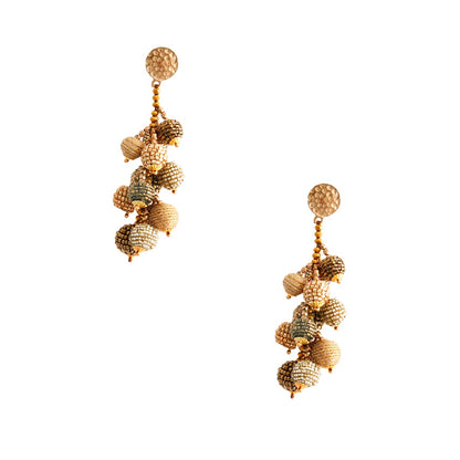 Gold Bead Ball Chandelier Earrings