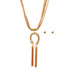 Gold Chain Multi Strand Necklace Set . Dragon Horseshoe Pendant with Tassels