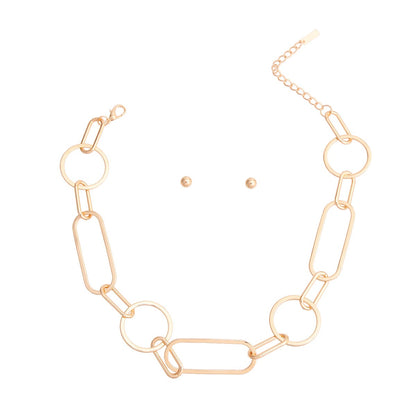 Gold Multi Shape Link Necklace