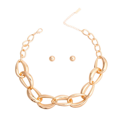 Gold Hollow Chain Link Necklace