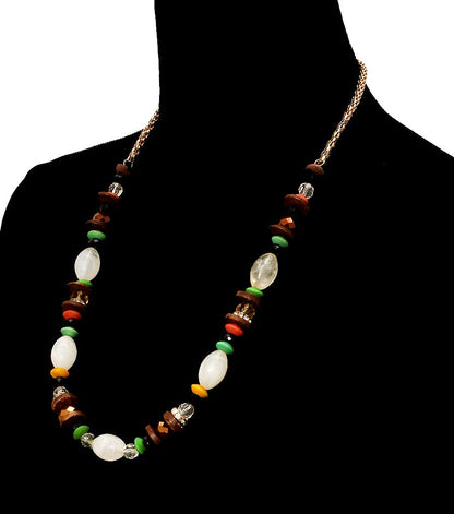 Long Wooden Bead Necklace Set