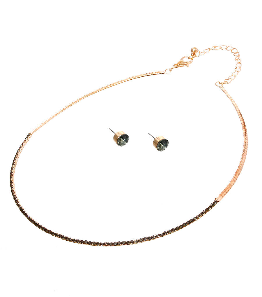 Stoned Simple Necklace Set