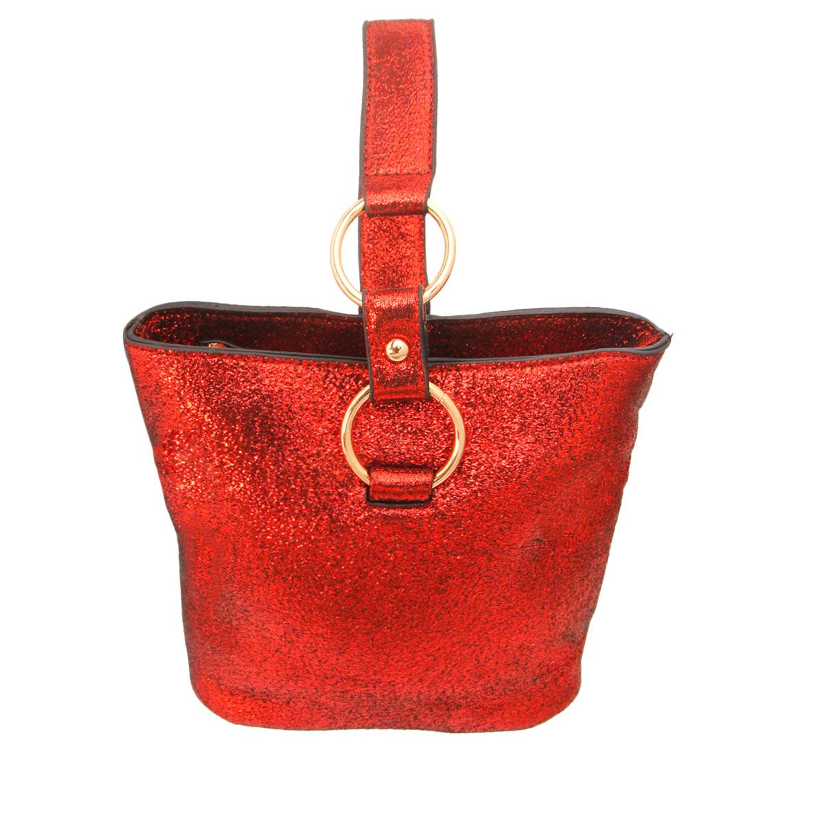Red Glitter Bucket Wristlet Bag