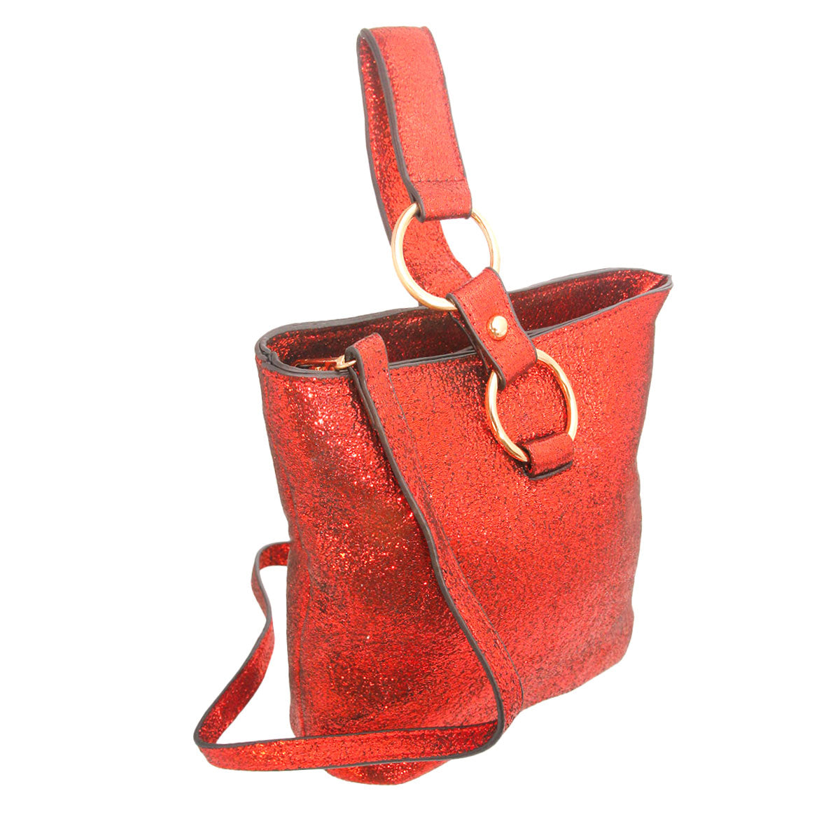 Red Glitter Bucket Wristlet Bag