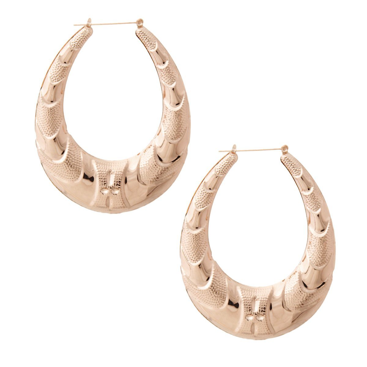 Rose Gold Bamboo Hoop Earrings
