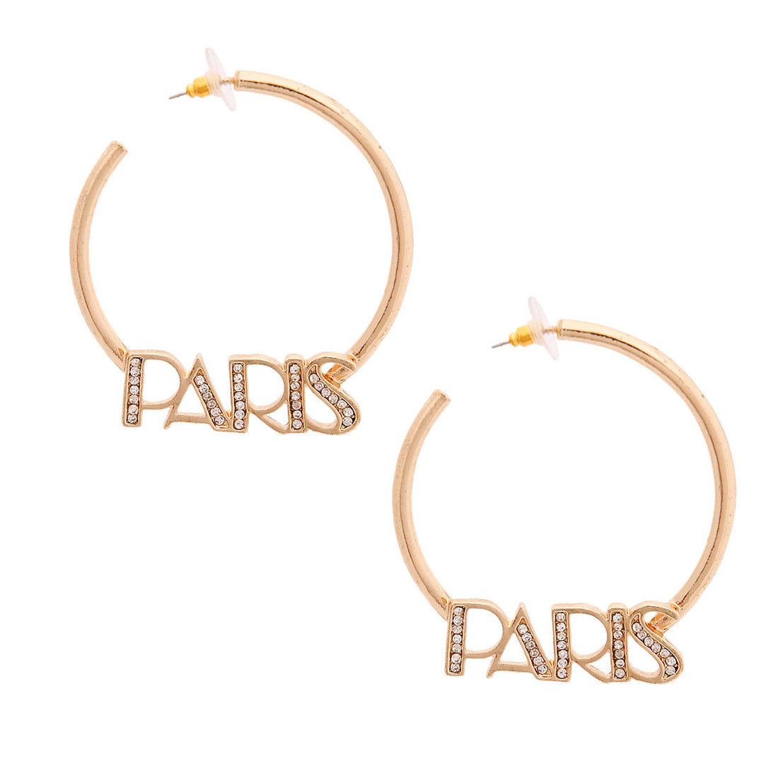 Gold PARIS Stone Hoops
