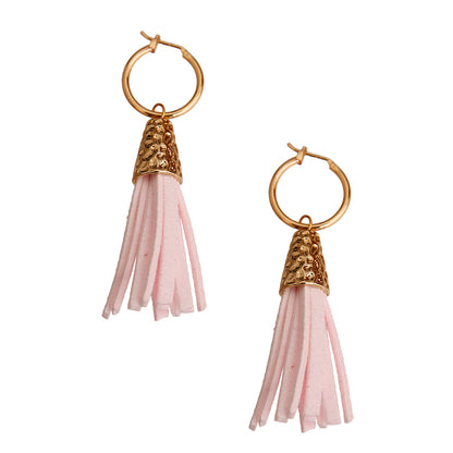 Pink Tassel Baby Hoop Earrings