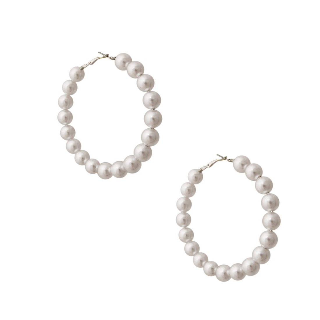 White Pearl Hoop Earrings