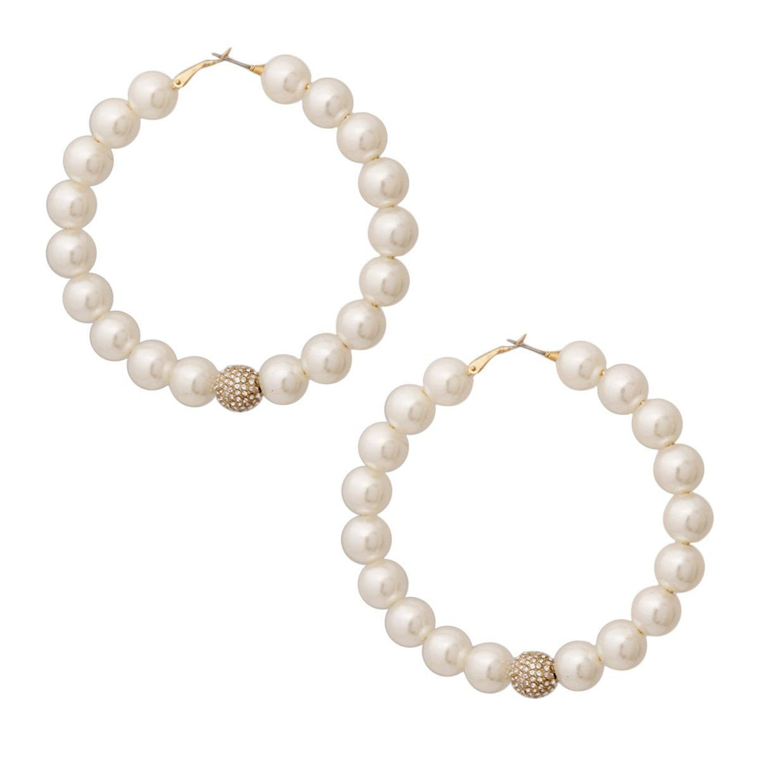 Pearl and Pave Rhinestone Hoops