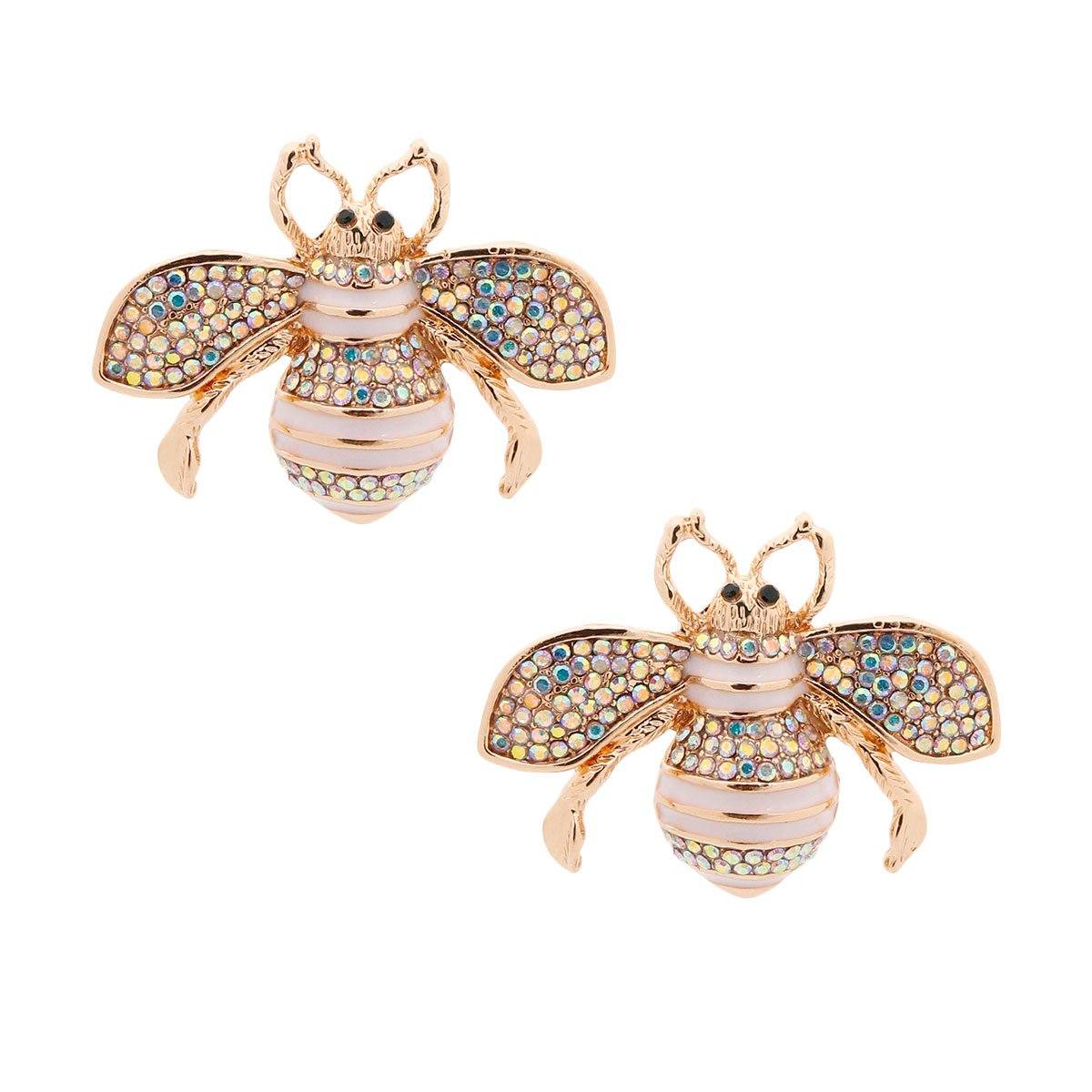 Designer Style Aurora Borealis Bee Studs