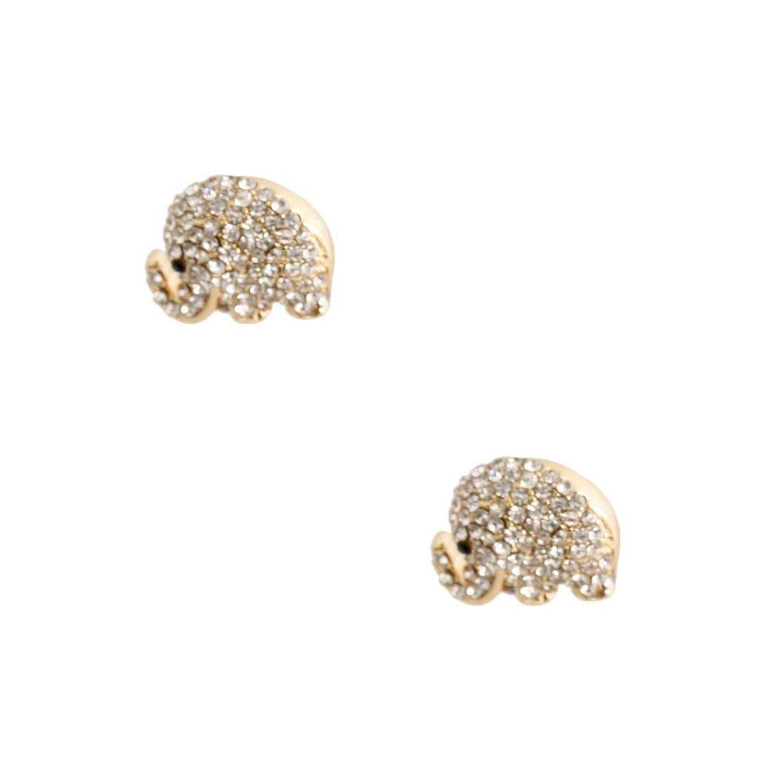 Gold Rhinestone Elephant Studs