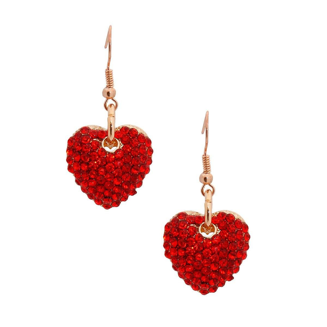 Red Rhinestone Heart Fish Hooks