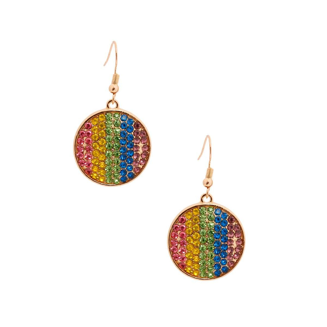 Rainbow Stripe Disc Earrings