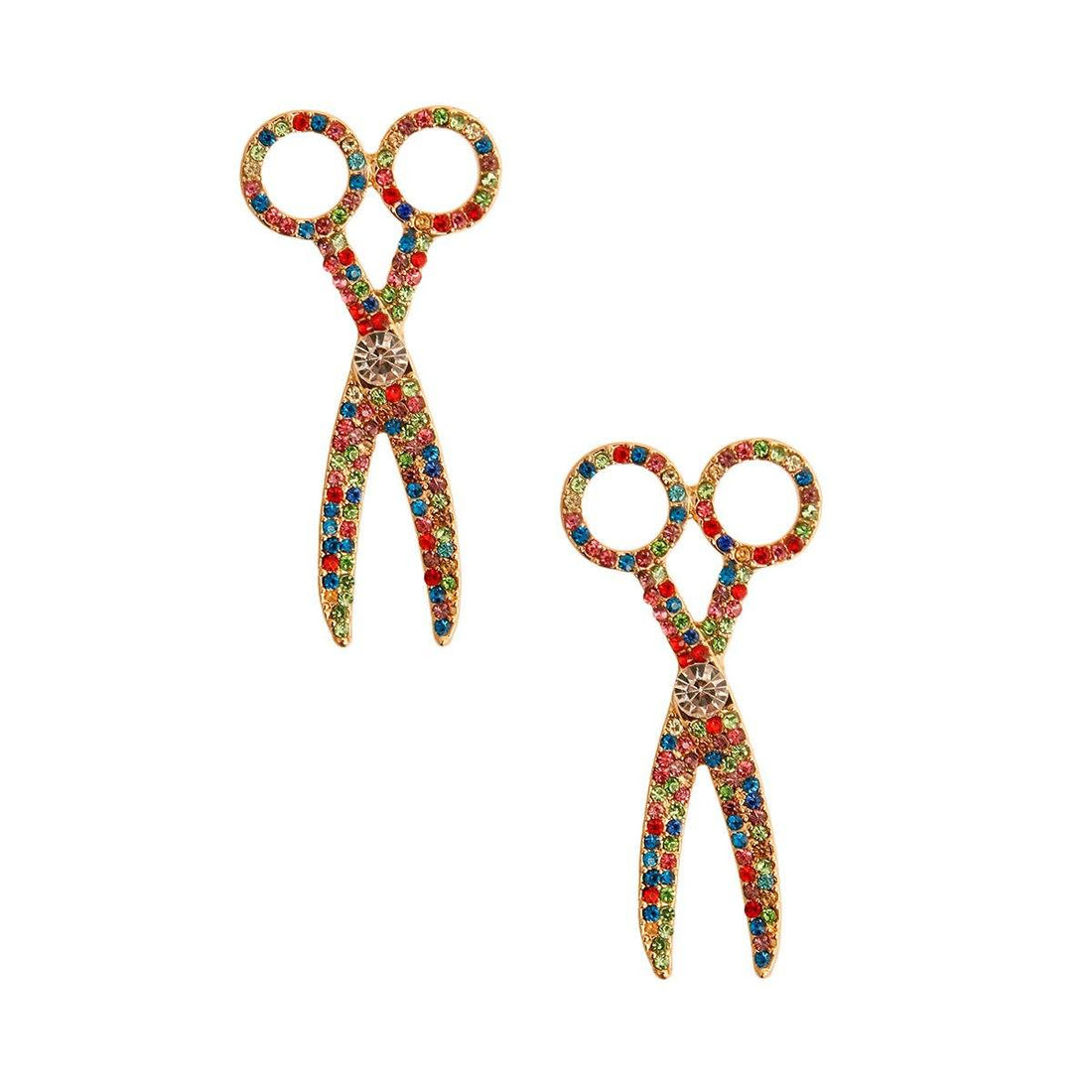 Rainbow Rhinestone Scissor Earrings