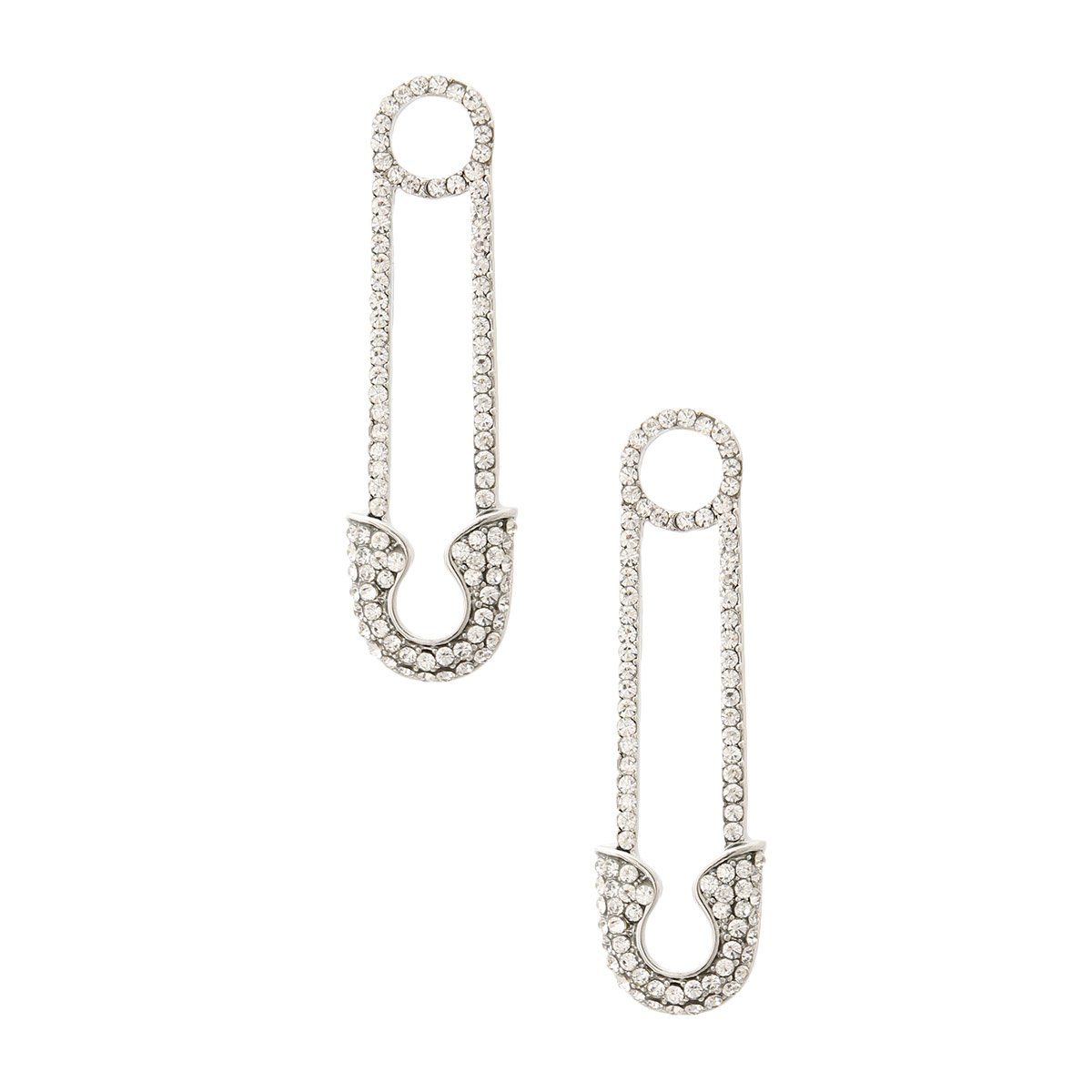 Rhinestone Safety Pin Earrings