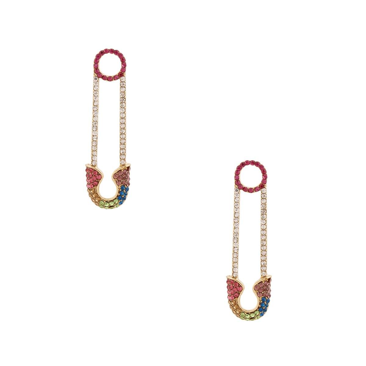 Rainbow Rhinestone Pin Earrings