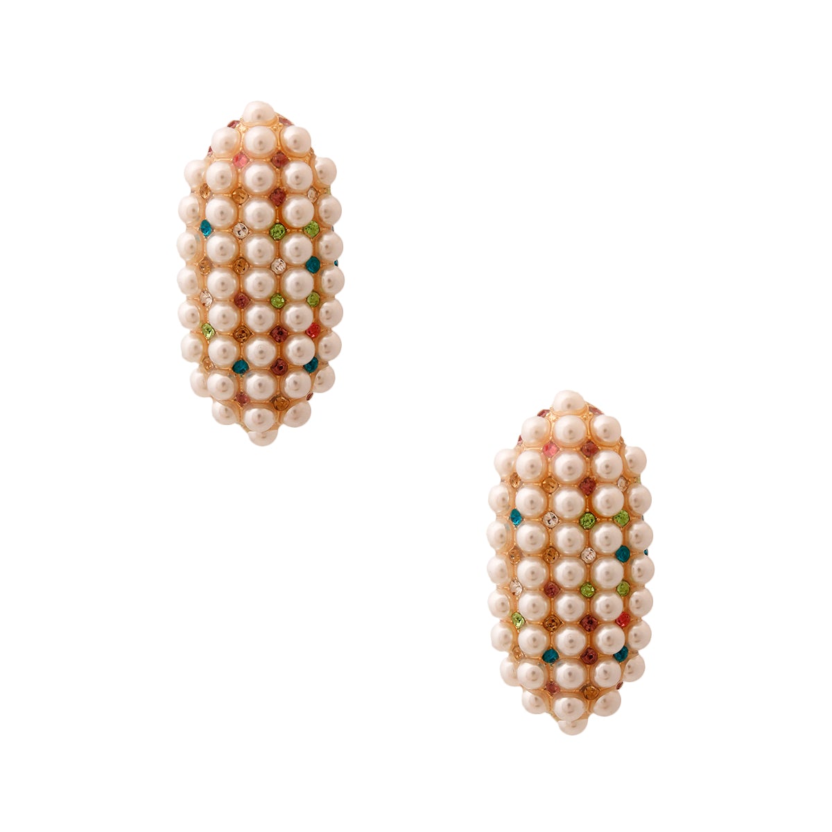 Oval Pearl and Rhinestone Studs