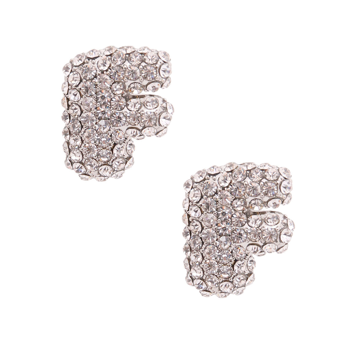 F Rhinestone Silver Studs