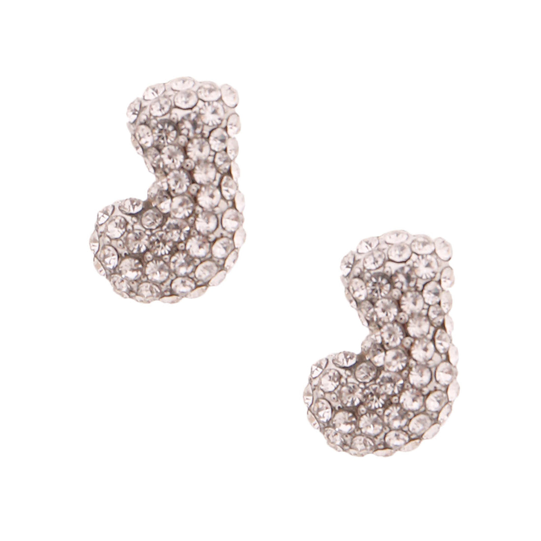 J Rhinestone Silver Studs