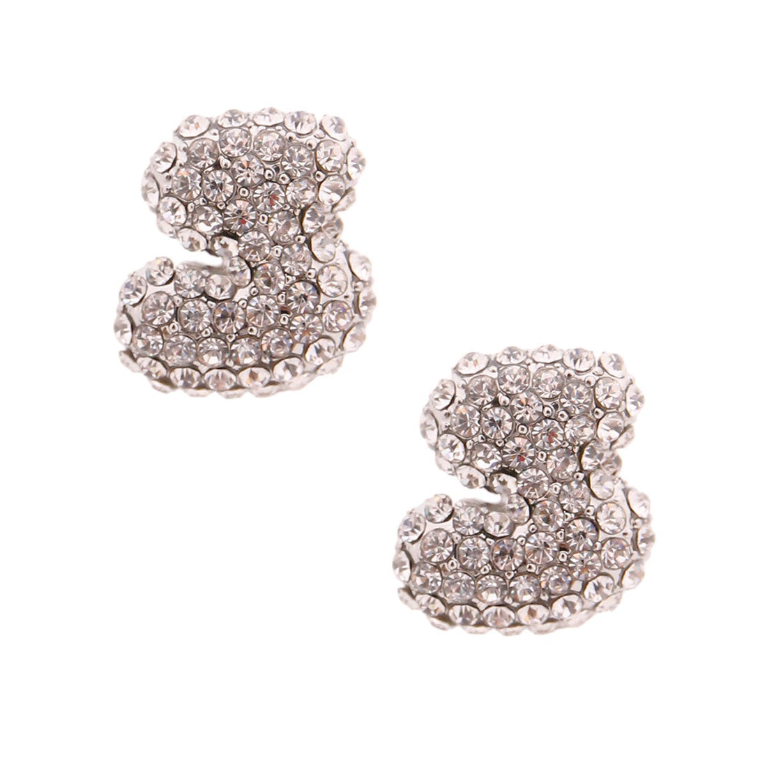 S Rhinestone Silver Studs