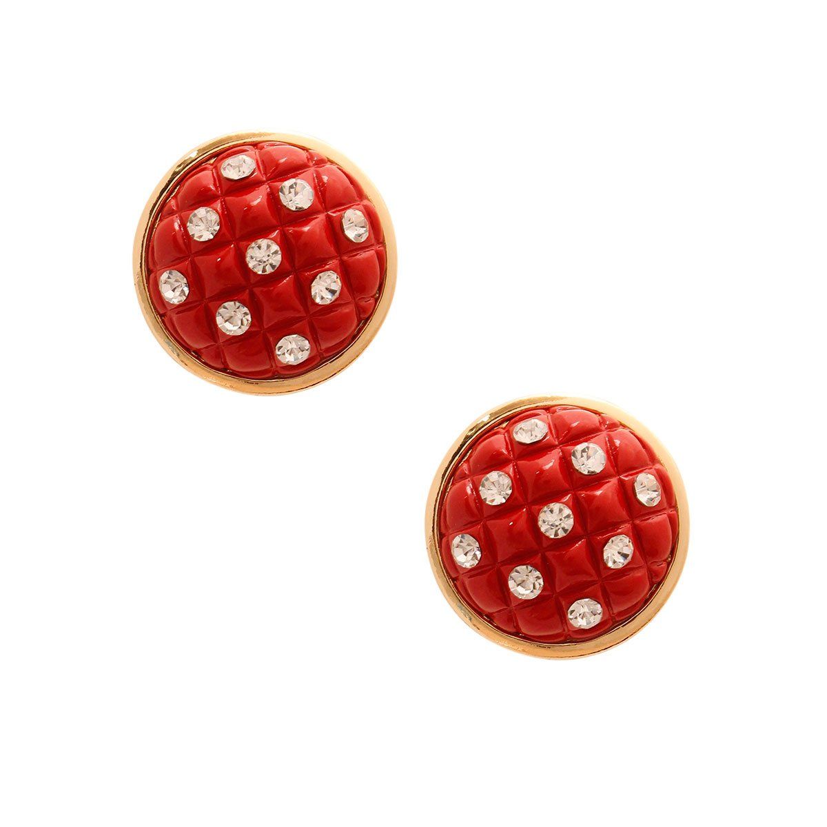 Red Quilted Metal Studs