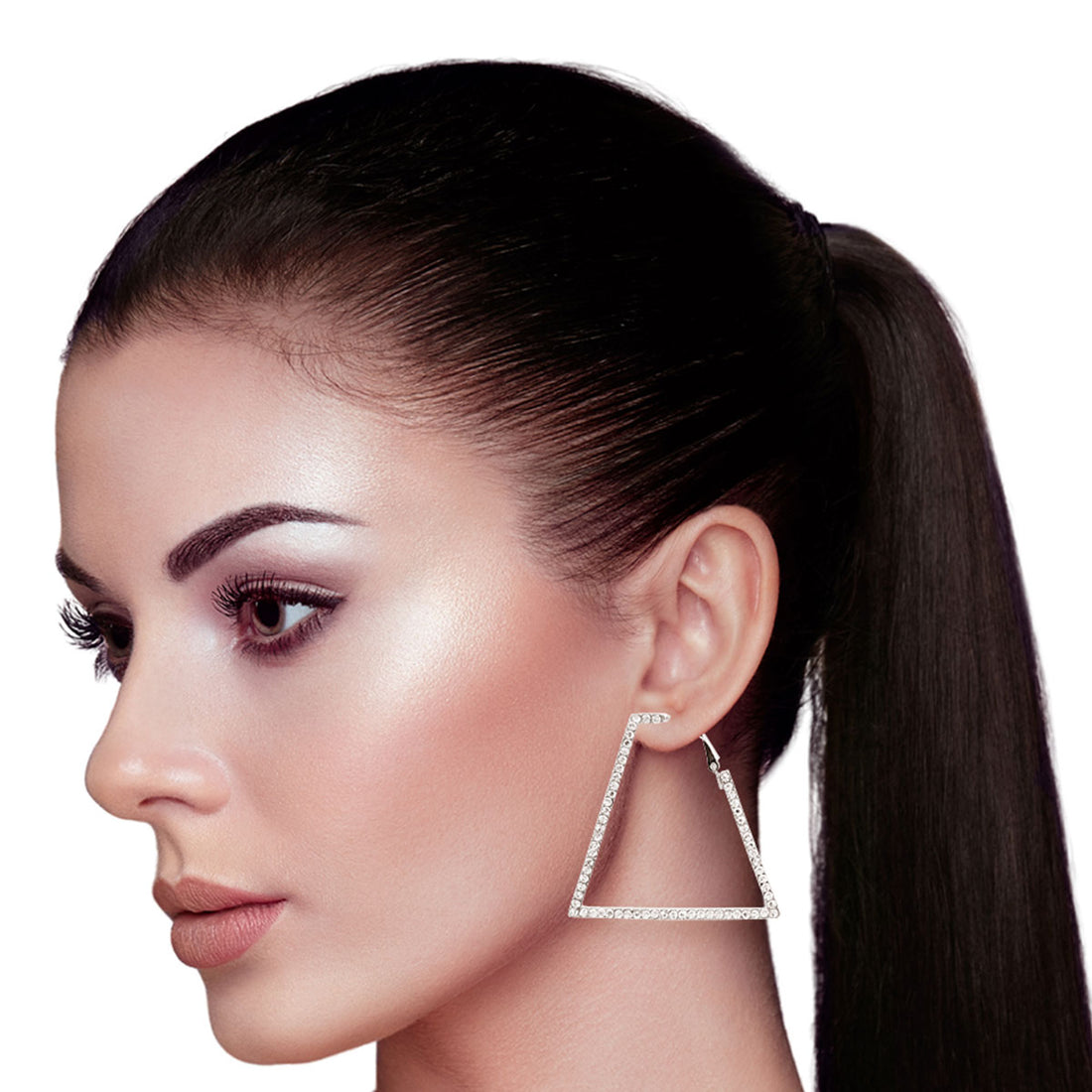 Skinny Silver Trapezoid Hoops