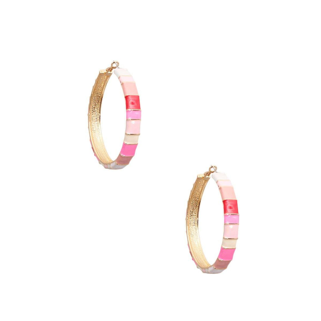 Pink Color Block Hoops