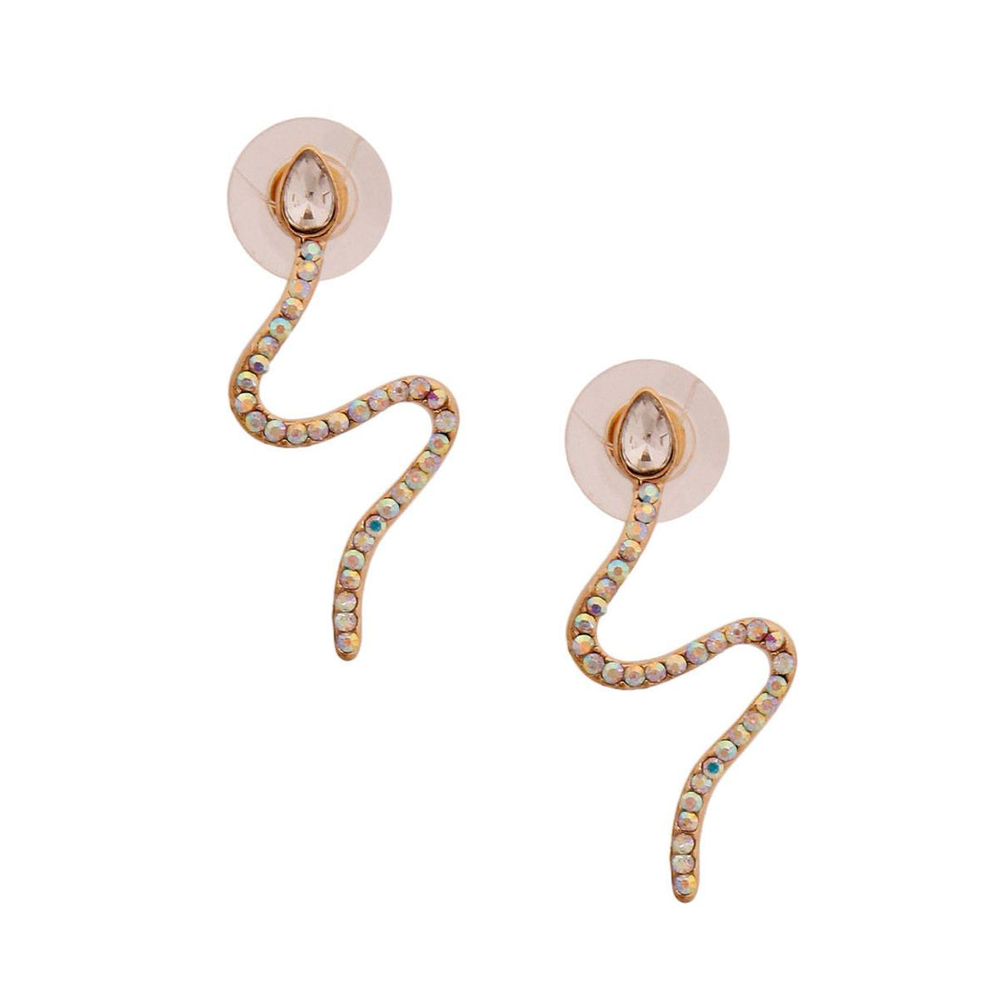 Gold Thin Wavy Snake Earrings