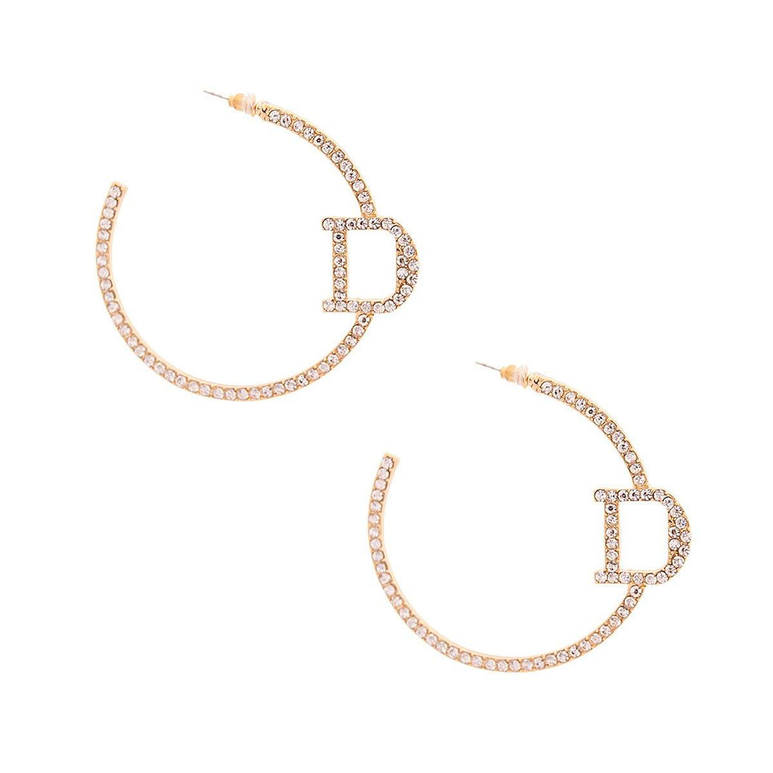 D Gold Rhinestone Hoops