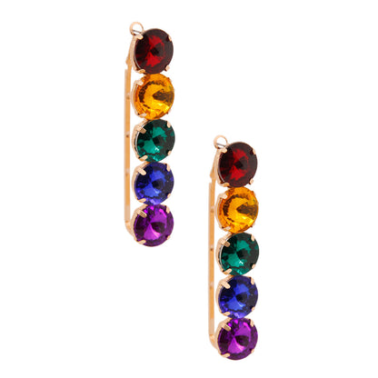 Multi Color Crystal Bar Hoops