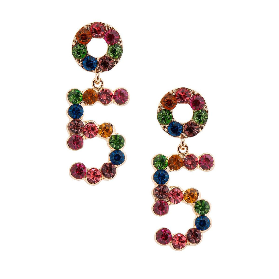 Designer 5 Multi Color Rhinestone Earrings