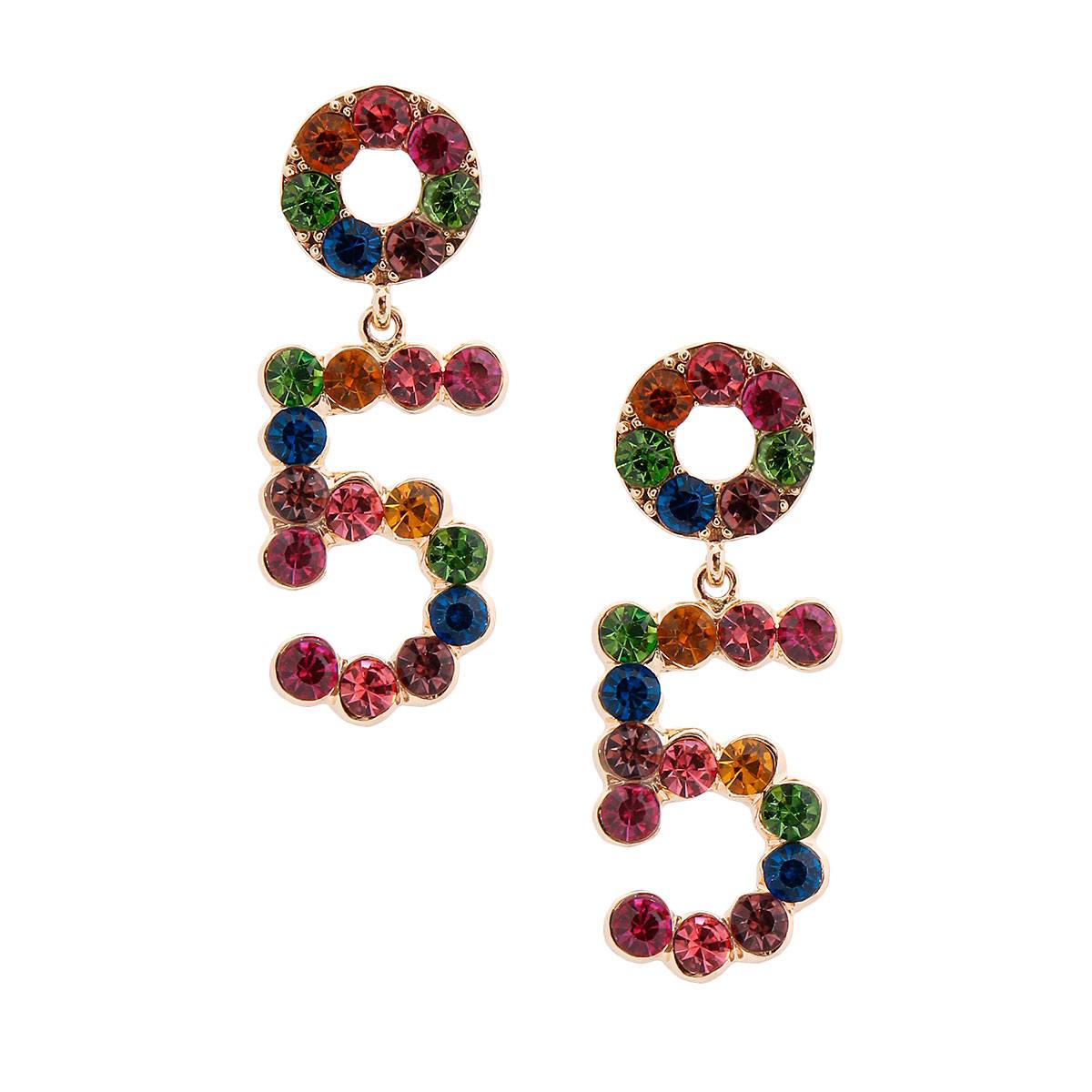 Designer 5 Multi Color Rhinestone Earrings