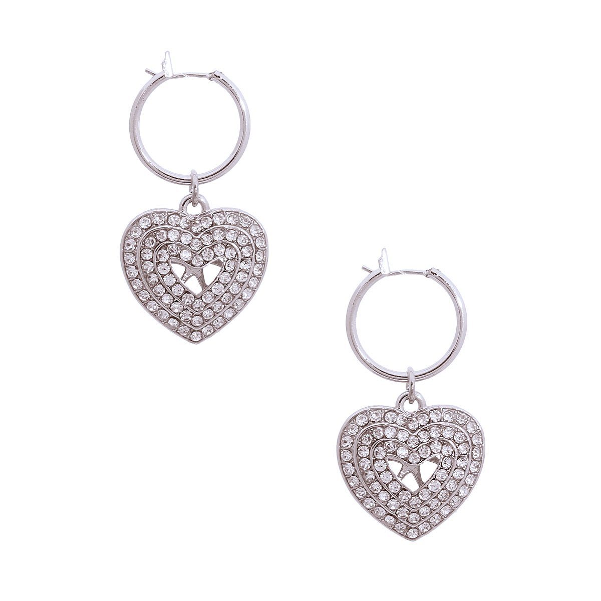Silver Concentric Heart Hoops