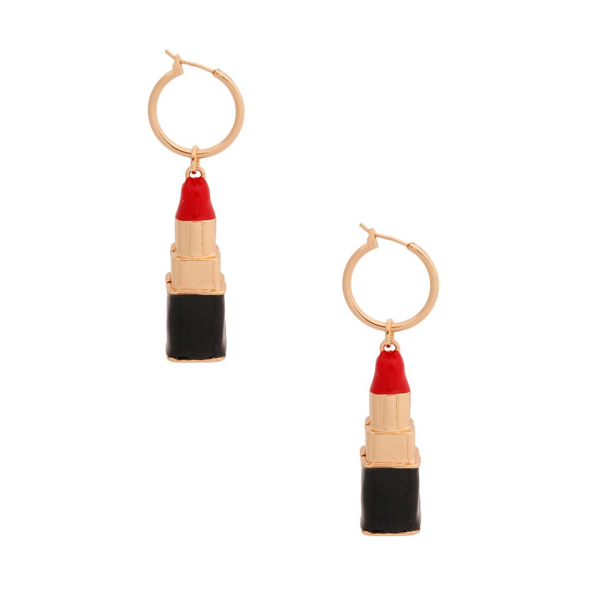 Red Lipstick Charm Hoops