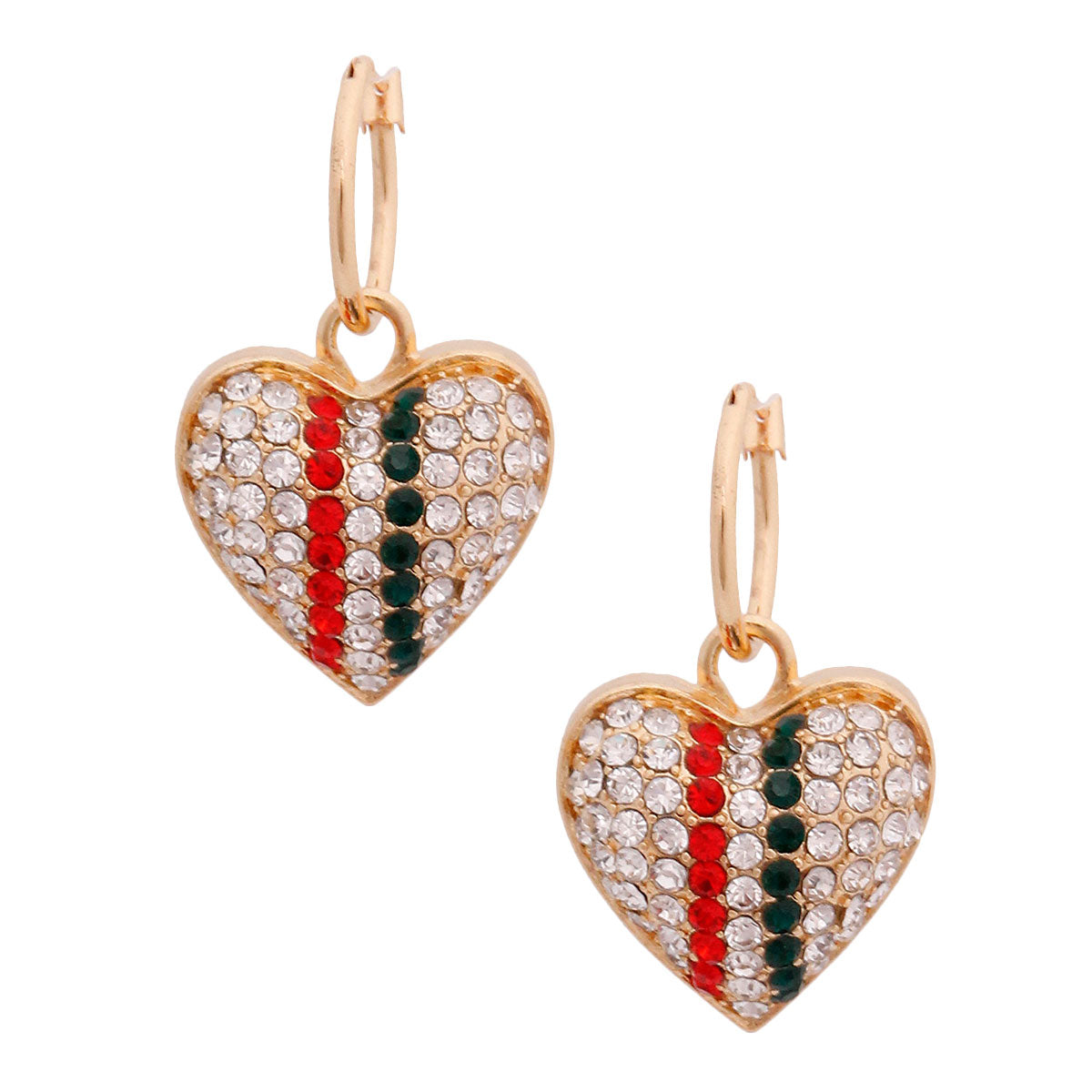 Gold 3D Designer Heart Baby Hoops