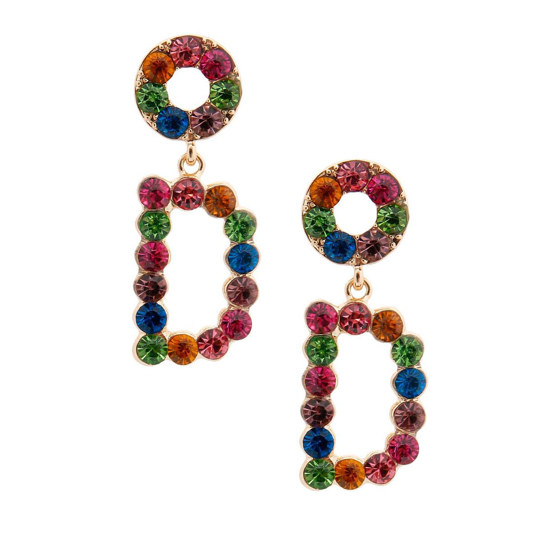 Multi Color Dangling D Dior Earrings