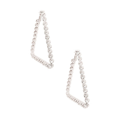 Silver Trapezoid Crystal Hoops