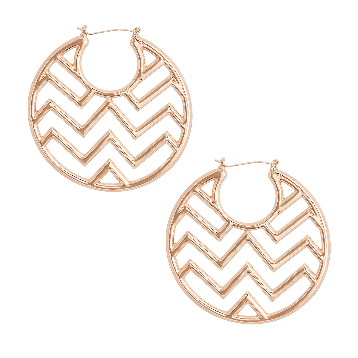 Gold Polished Open Chevron Hoops