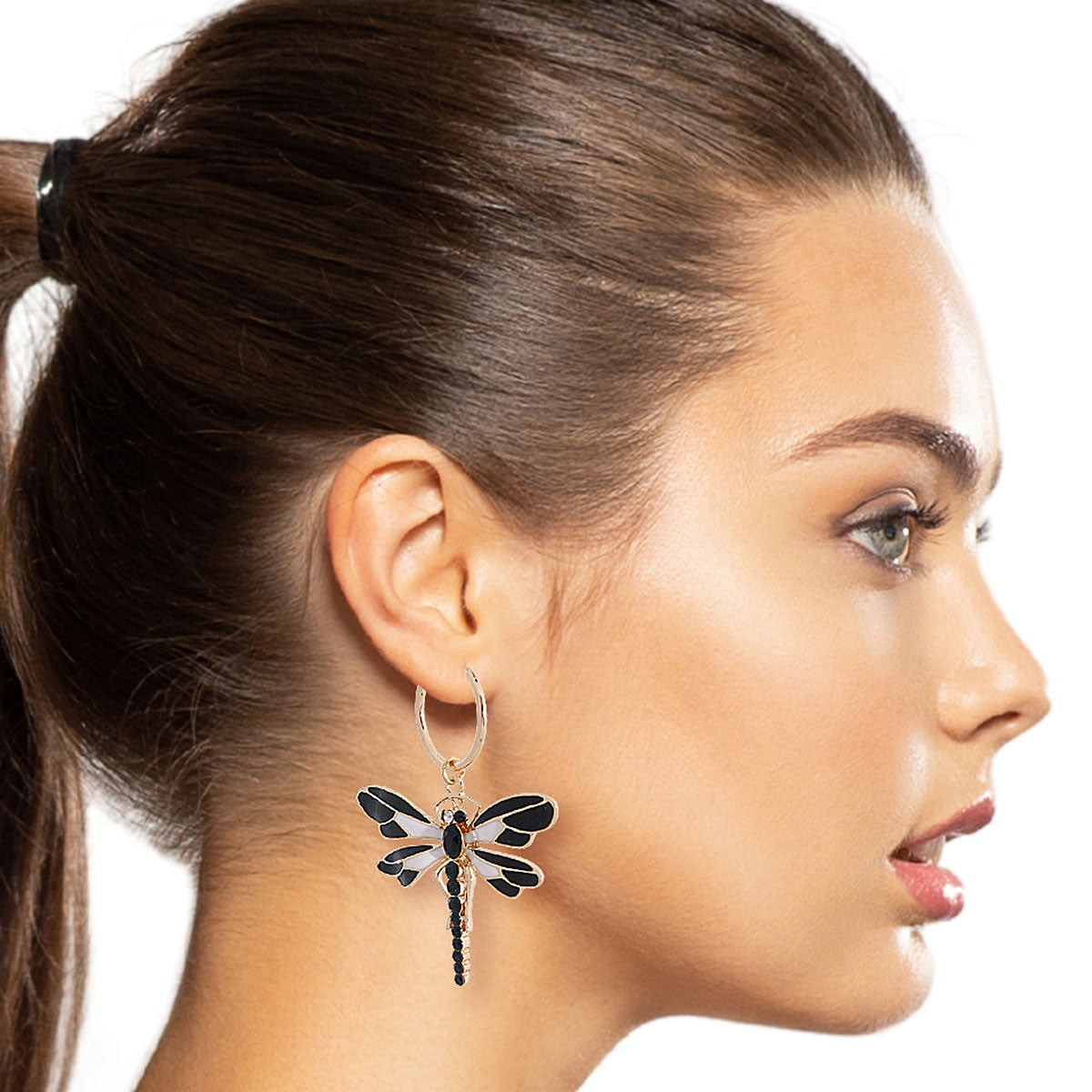 Black and White Dragon Fly Baby Hoops