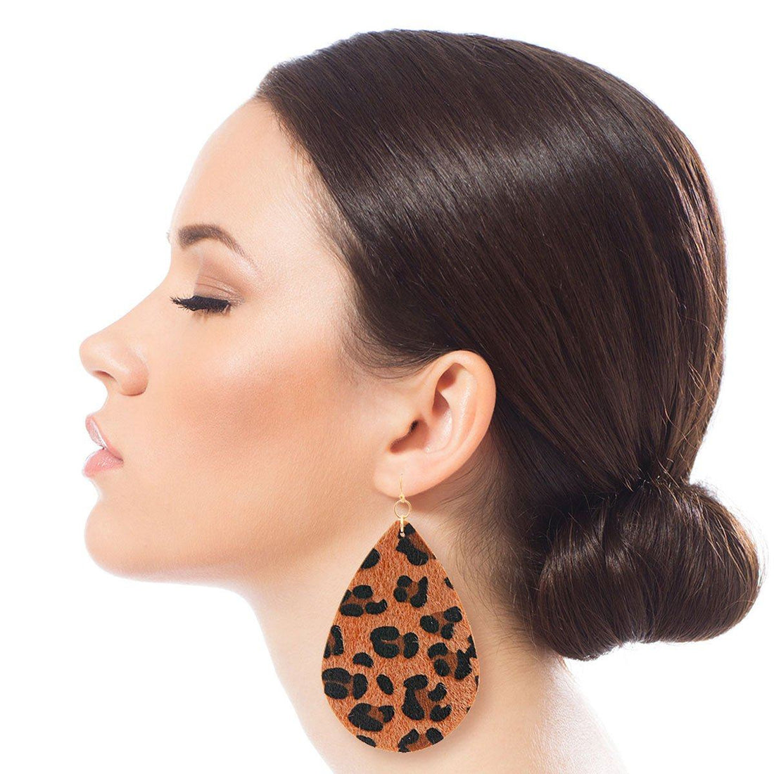 Leopard Fur Large Teardrop Earrings